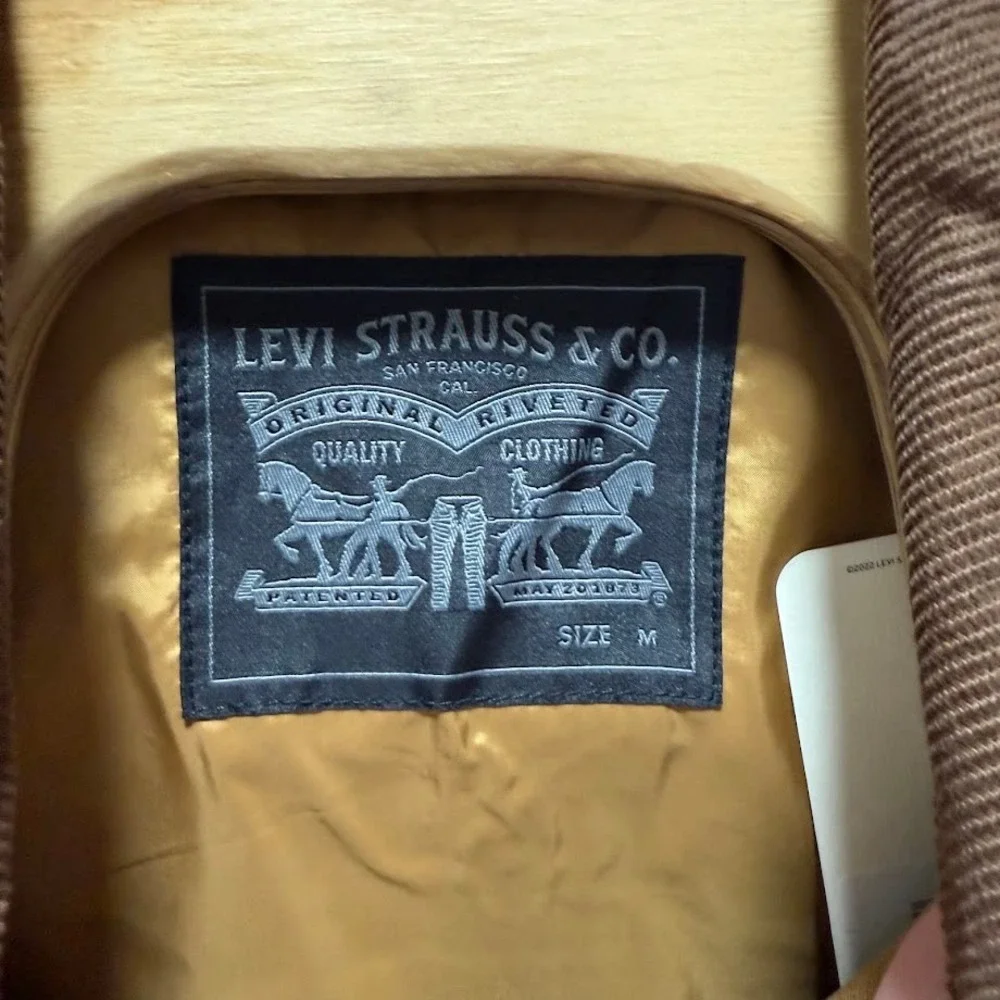 Levi Mens Workwear Jacket Tan Corduroy Collar Full Zip Size Medium NEW WITH TAG - Picture 5 of 9